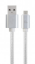 Picture of Gembird Cotton braided Micro-USB with metal connectors 1.8m silver CCB-mUSB2B-AMBM-6-S