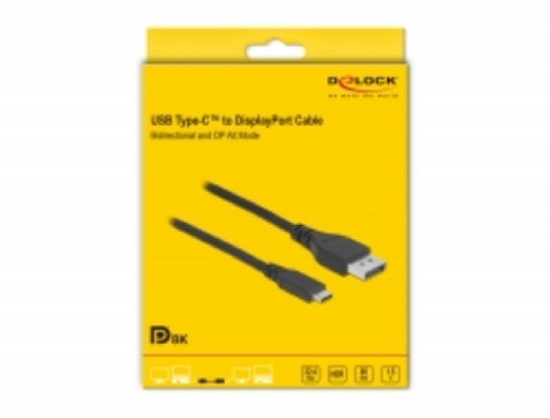 Picture of Delock 86040 Bidirectional USB Type-C to Display Port Cable 8K 60 Hz 1.5 m DP 8K certified