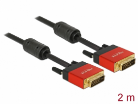 Picture of Delock 84345  DVI 24+1 male > DVI 24+1 m ale 2m red metal