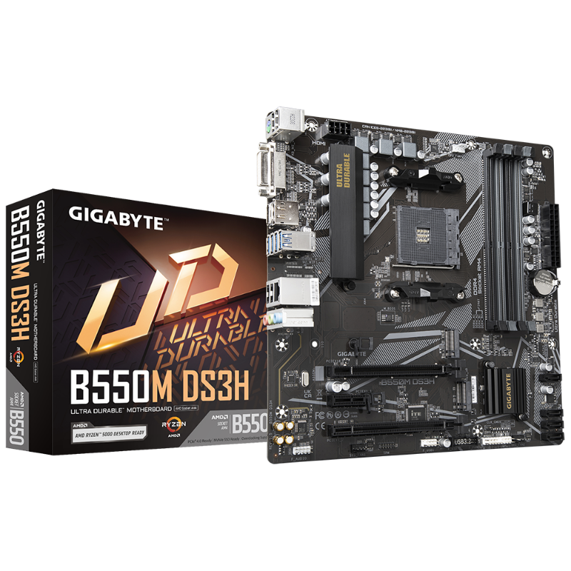 Picture of Gigabyte B550M DS3H Micro ATX Motherboard GAB55MDSH-00-G14