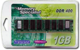 Picture of Transcend 1GB JM DDR 400 U-DIMM 2Rx8