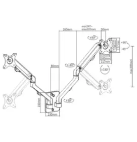 Picture of Gembird adjustable wall 2-display mounting arm 17”-27”, up to 7 kg MA-WA2-01
