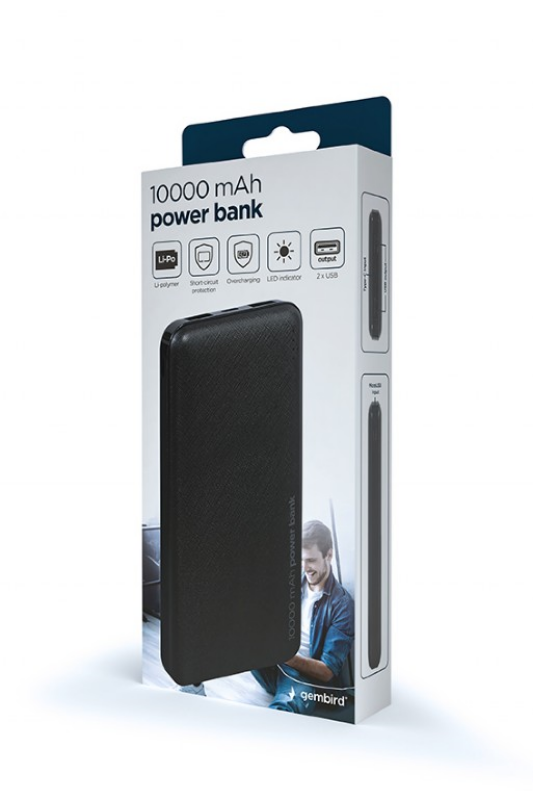 Picture of Gembird 10000 mAh power bank black PB10-02