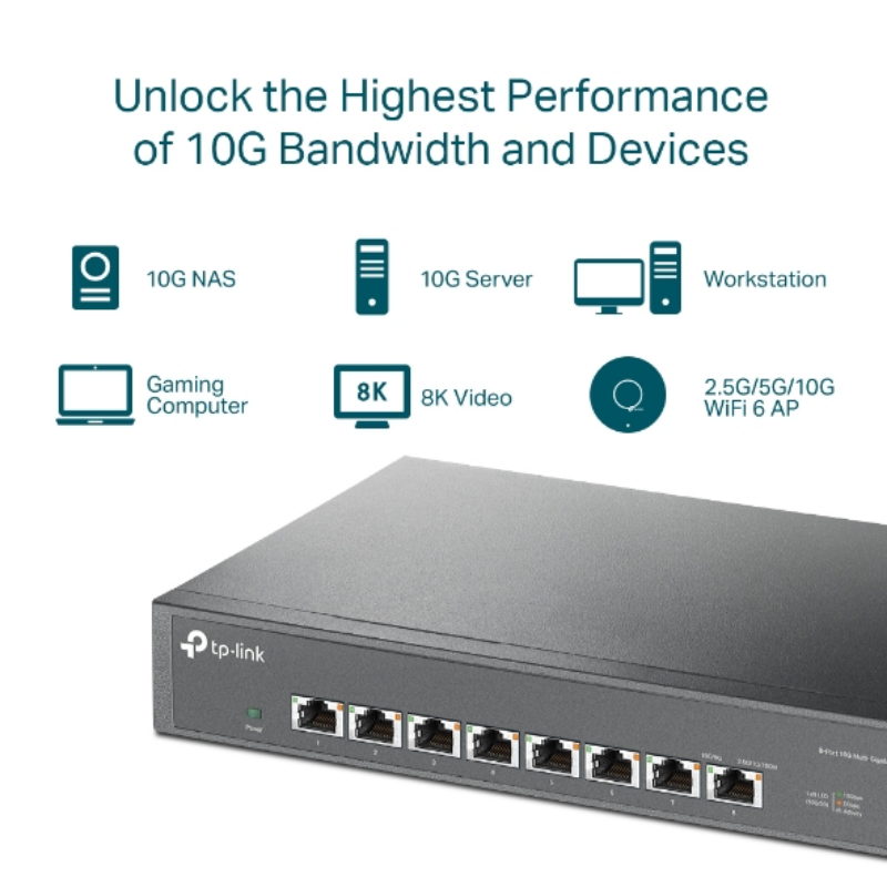 Picture of TP-Link TL-SX1008 8Port 10G Multi-Gigabit Desktop/Rackmount Switch