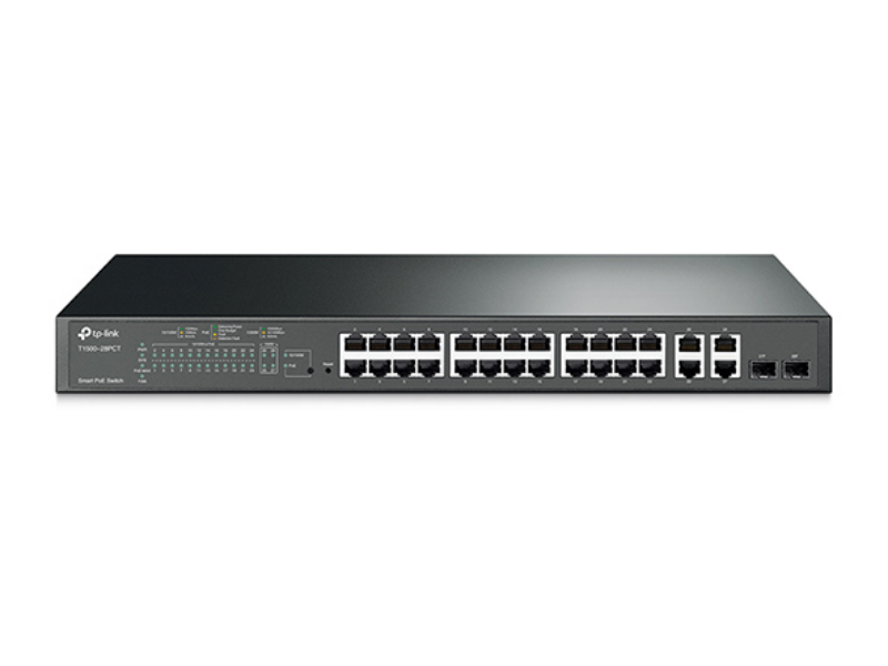 Picture of TP-Link T1500-28PCT (TL-SL2428P) Jetstream 24-Port 10/100Mbps+ 4-port Gigabit Smart PoE+ Switch