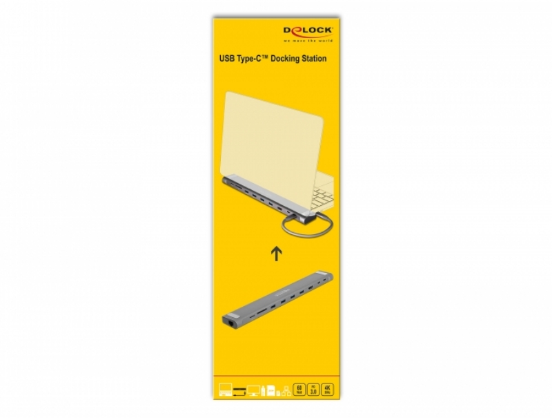 Picture of Delock 87748 USB Type-C™ Slim Docking Station 4K - HDMI/USB 3.0/LAN /SD/PD 3.0