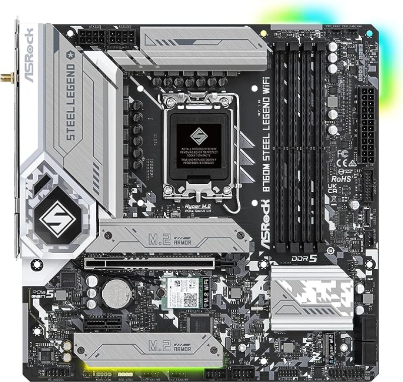 Picture of ASRock B760M Steel Legend Wifi 4DDR5 4SATA3 micro ATX M.2 LGA1700 Motherboard