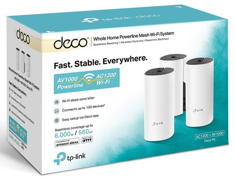 Picture of TP-Link Deco P9 (3-pack) AC1200+AV 1000  Whole Home Powerline Mesh Wi-Fi System