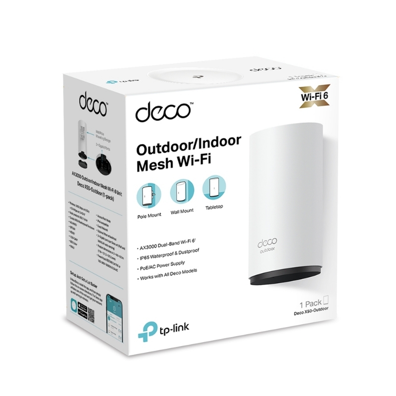 Picture of TP-Link Deco X50-Outdoor (1-Pack) AX3000 Outdoor/Indoor Mesh Wi-Fi 6 Unit