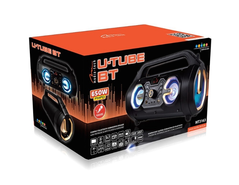 Picture of Mediatech U-TUBE BT Compact Bluetooth Speaker with FM Radio, karaoke, MP3 RMS18W PMP0650W