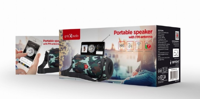 Picture of Gembird Portable Bluetooth Speaker with Antenna Camo SPK-BT-17-CM