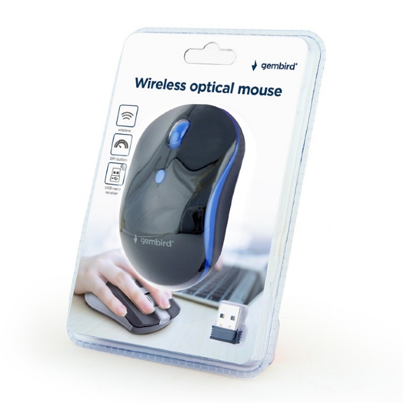 Picture of Gembird Wireless Optical mouse Black and Blue MUSW-4B-03-B