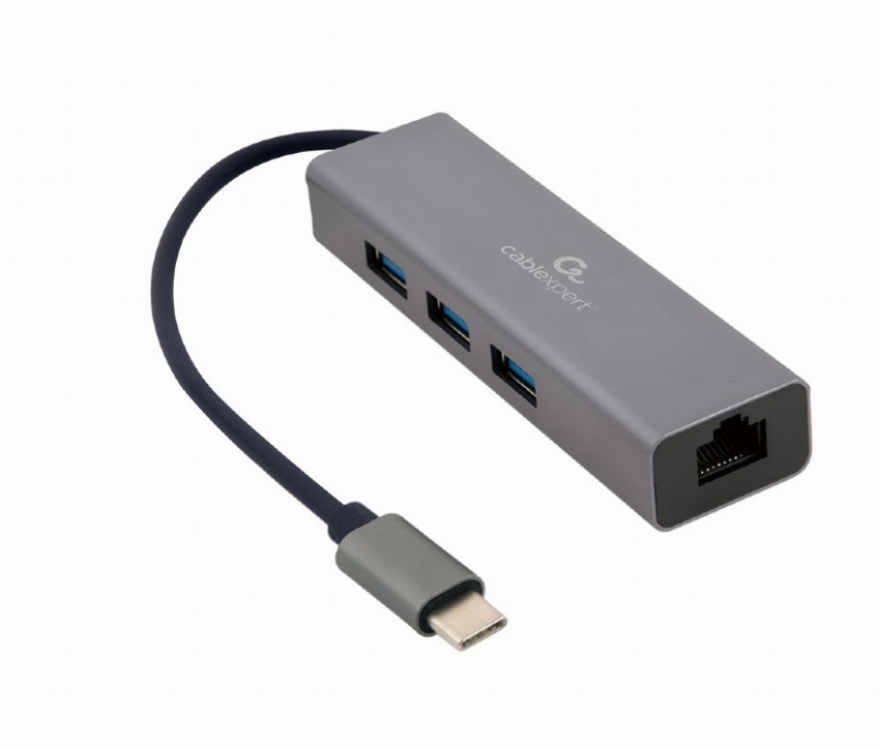 Picture of Gembird USB-C Gigabit network adapter with 3-port A-CMU3-LAN-01