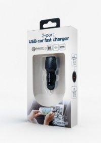 Picture of Gembird 2-port USB car fast charger, Type-C PD 18W Black TA-U2QC3-CAR-02