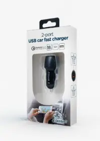 Picture of Gembird 2-port USB car fast charger, Type-C PD 20W Black TA-U2QC3-CAR-02