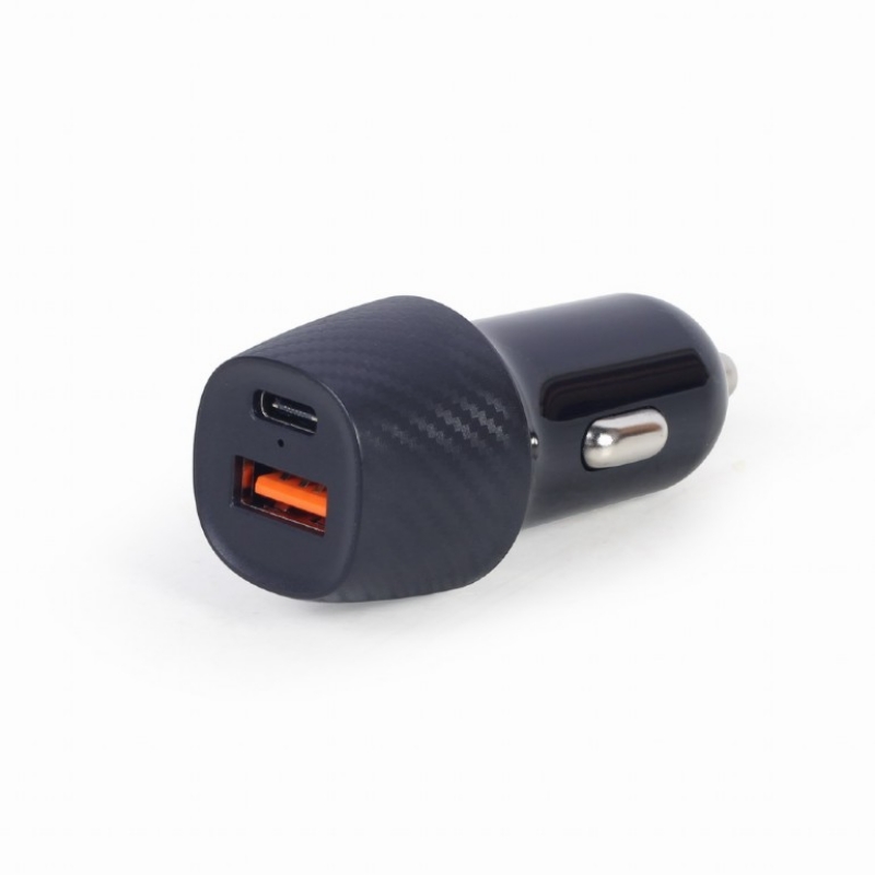Picture of Gembird 2-port USB car fast charger, Type-C PD 18W Black TA-U2QC3-CAR-02