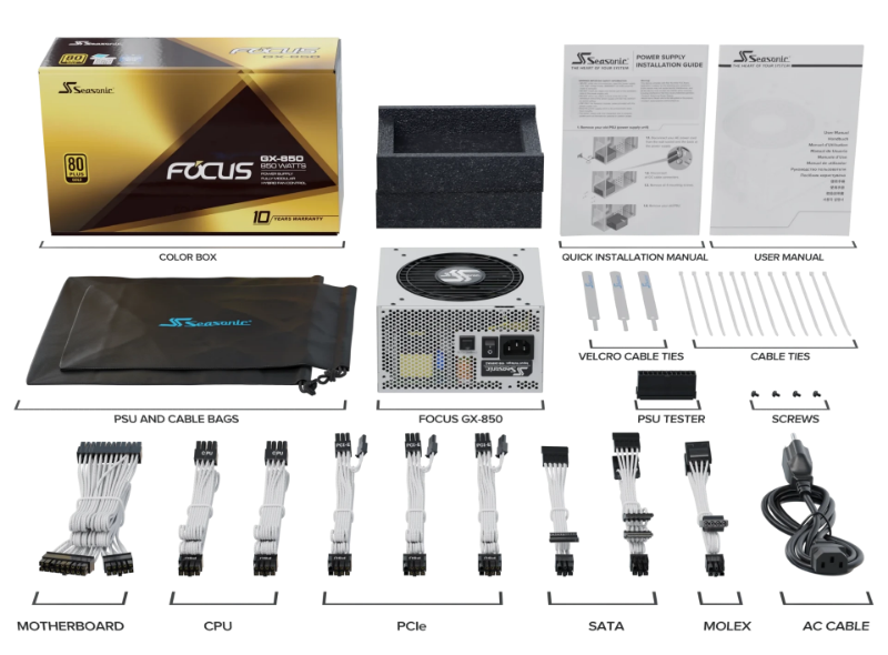 Picture of Seasonic Focus GX-850 850W 80+ Gold White