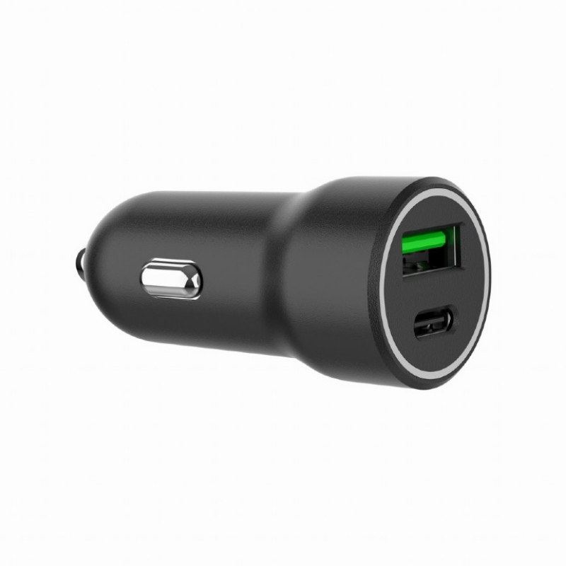 Picture of Gembird 2-port USB car fast charger, Type-C PD, 20 W, black