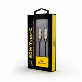 Picture of Gembird 60W Type-C Power Delivery Charging and Data Cable 1m Black CC-USB2PD60-CMCM-1M