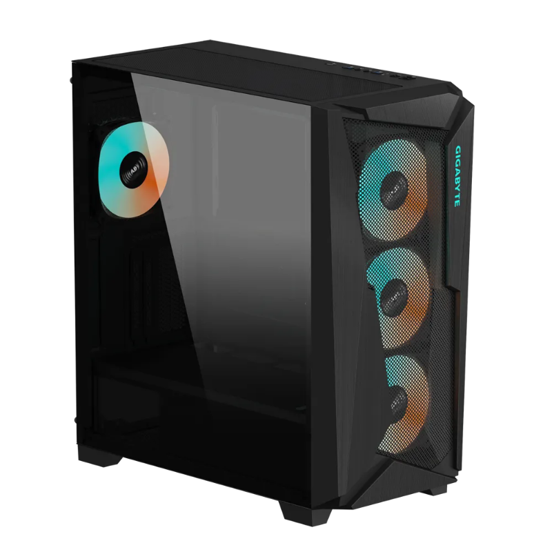 Picture of Gigabyte C301G V2 Mid Tower Tempered Glass +4x120mm ARGB Fans ATX Case Black