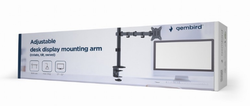 Picture of Gembird Adjustable desk display mounting arm (rotate, tilt, swivel), 17”-32”, up to 9 kg MA-D1-01