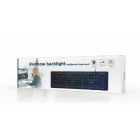 Picture of Gembird "Rainbow" backlight multimedia keyboard, black, US layout KB-UML-02