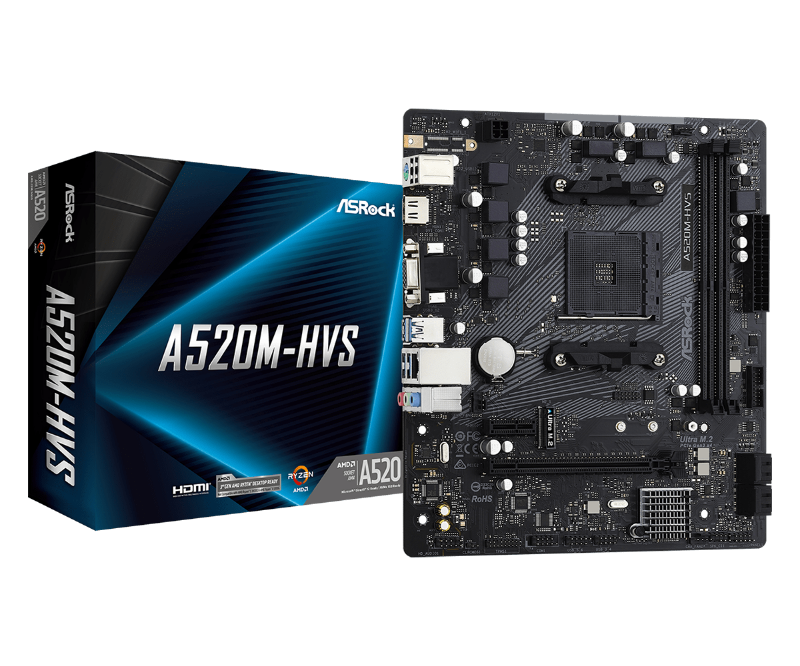 Picture of ASRock A520M-HVS AMD AM4 A520/2DDR4/4SATA3