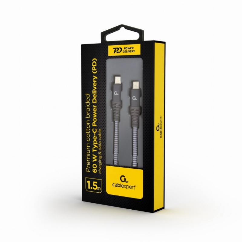 Picture of Gembird 60 W Type-C Power Delivery (PD) premium charging & data cable, 1.5 m CC-USB2B-CMCM60-1.5M