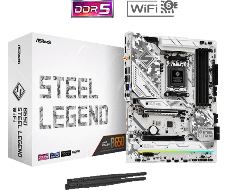 Picture of ASRock B650  Steel Legend WIFI  AMD AM5 B650 4DDR5 MotherBoard