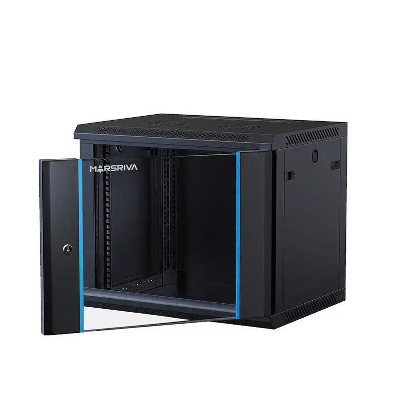 Picture of Marsriva Wall-mount Cabinet, Swing Frame,   600*(450+100)*9U 1*shelf,1*fan