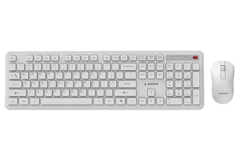 Picture of Gembird  Slim Pro Business wireless desktop set  white,US Layout  KBS-WPS-01-W