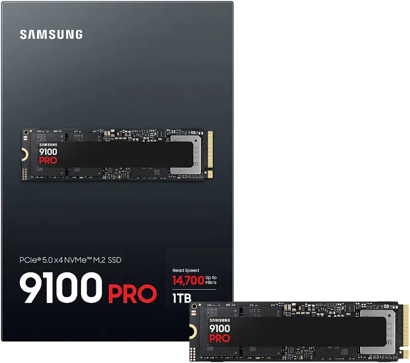 Picture of Samsung 9100 PRO Heatsink Internal SSD, 1TB,  M.2 2280, PCIe 5.0 x4 NVMe 2.0 MZ-VAP1T0CW