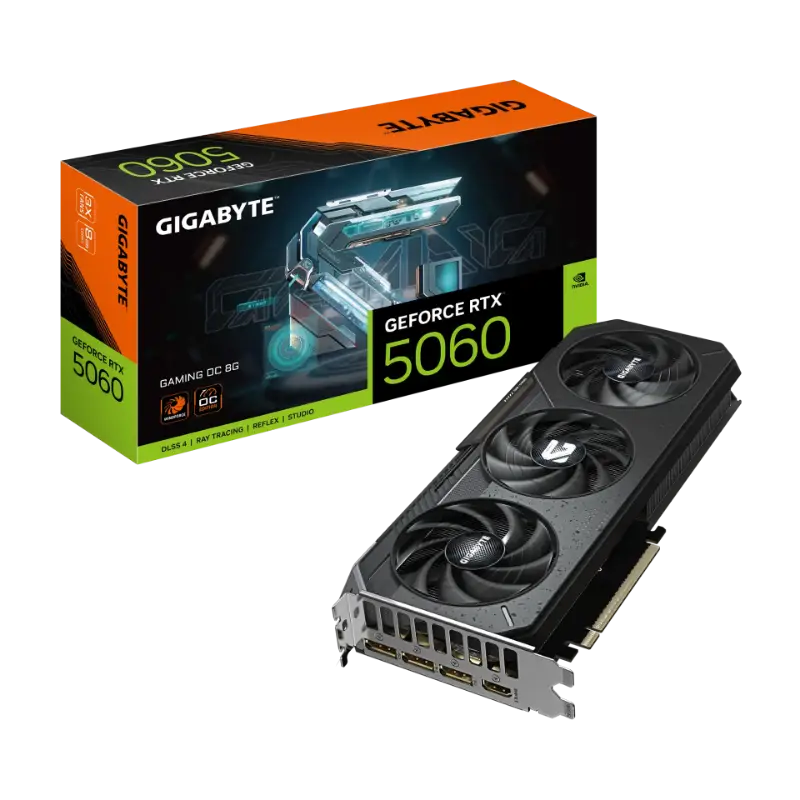 Picture of Gigabyte GeForce RTX 5060  Gaming OC 8GB GDDR7 PCIe Graphics Card – 3-Fan Co