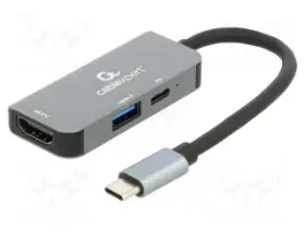Picture of Gembird USB Type-C 3-in-1 Multi-Port Adapter A-CM-COMBO3-02 USB 3.1 HDMI 4K PD 87W Silver