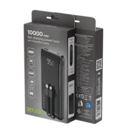 Picture of Gembird 20W Fast Charging Power Bank PB10-PD20-LCD-01 10000mAh Integrated Cables Black